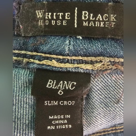 White House Black Market Blanc Distressed Jeans Women's Sz 6 Crop - Picture 12 of 15